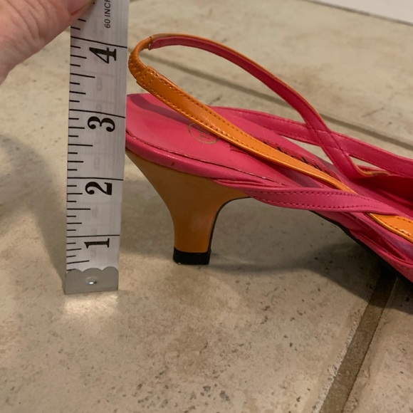 Vintage Highlights Neon Pink & Orange Slingback Pointed Toe Heels 7.5 - Picture 9 of 12